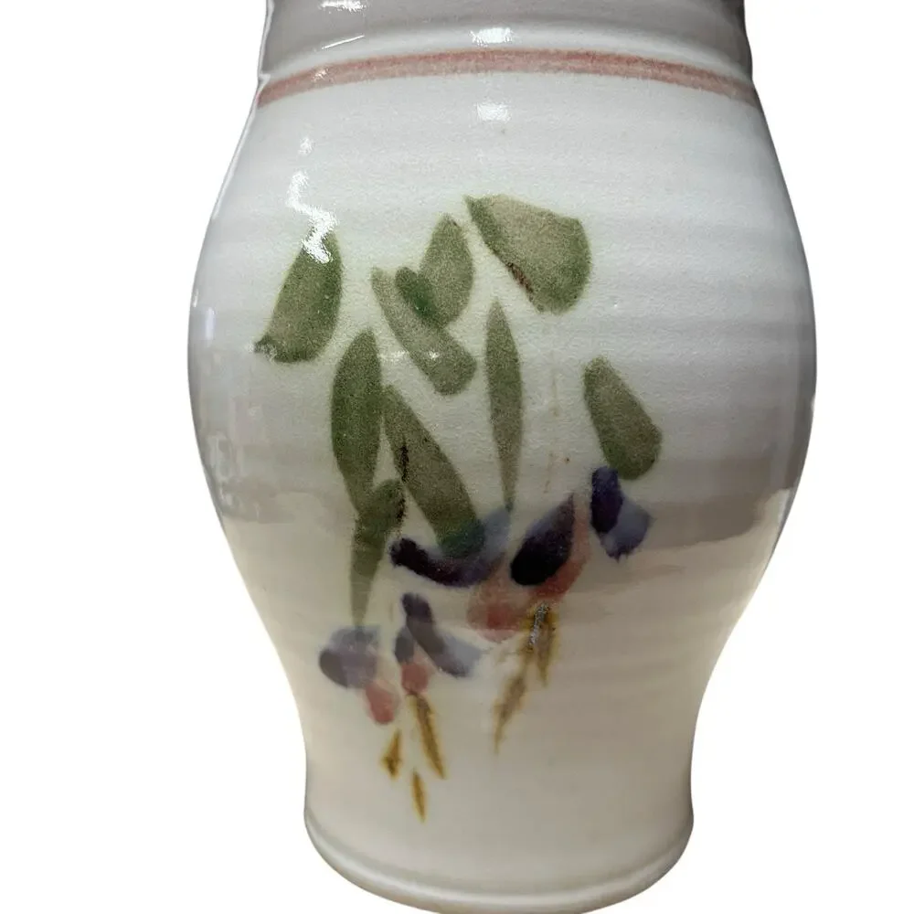 Vase Art Pottery Abstract Floral Stoneware Vintage Volup Handmade Flower Fairy